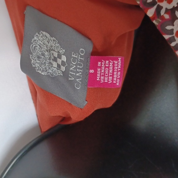 VINCE CAMUTO Womens Orange Tie Lined 3/4 Sleeve Split Shift Dress sz 8 - Picture 7 of 10